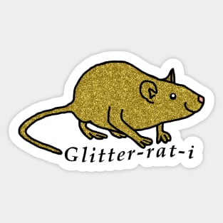 Funny Gold Rat  and Text Glitterati Sticker